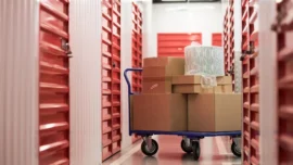 A Pile of Boxes on a Trolley to be Stored in a Self-Storage Space in Hong Kong