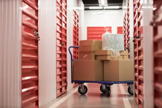 A Pile of Boxes on a Trolley to be Stored in a Self-Storage Space in Hong Kong